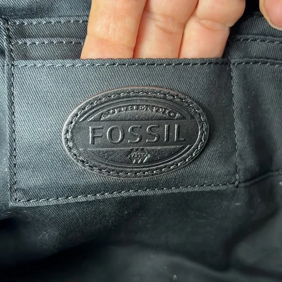 Fossil Black Leather Leopard Cheetah Print Handbag Satchel - Picture 14 of 16